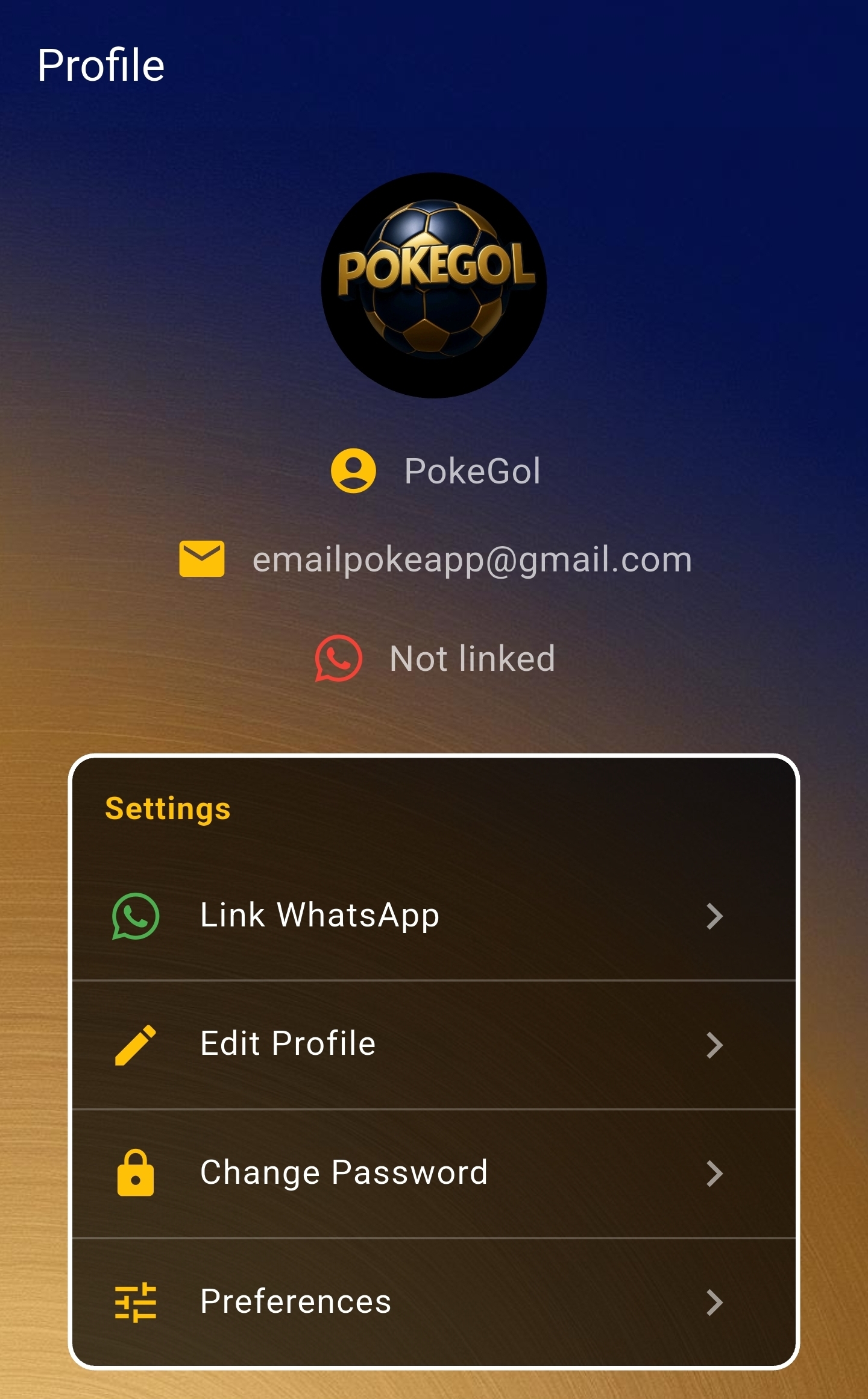 WhatsApp linking screen in PokeGol