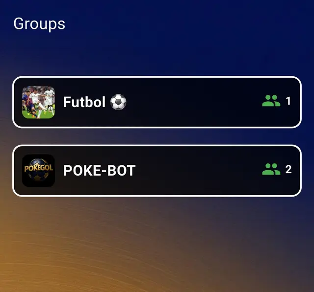 PokeGol groups screen