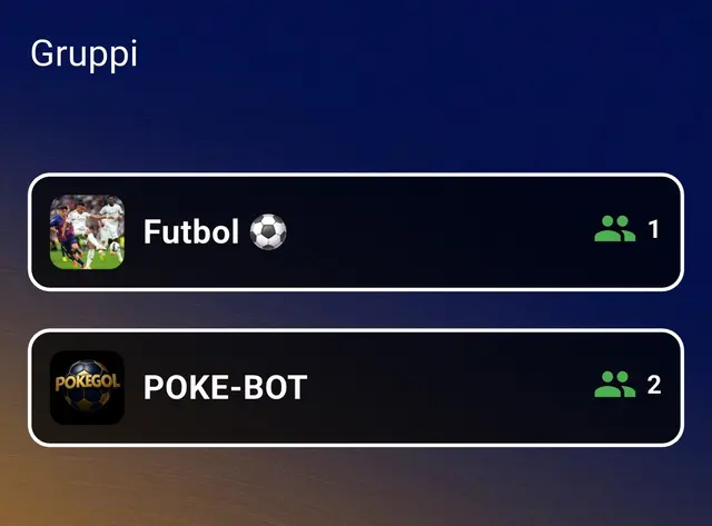 Schermata dei gruppi di PokeGol