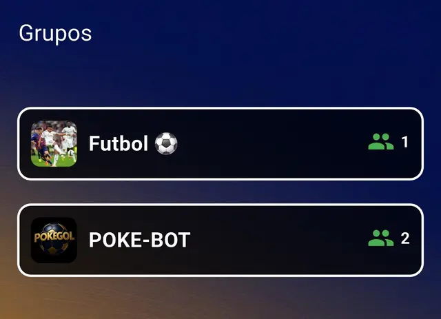 Tela de grupos do PokeGol